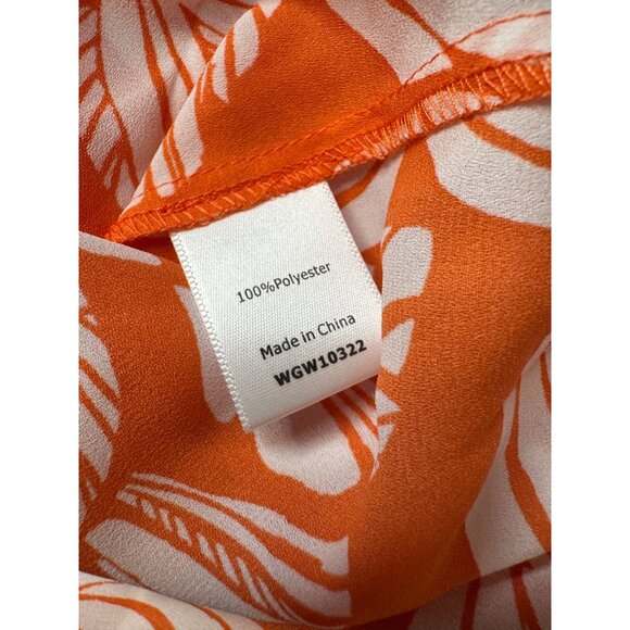 41 Hawthorne Pleated V Neck Sleeveless Blouse Size Small Orange White NWT - Picture 3 of 7